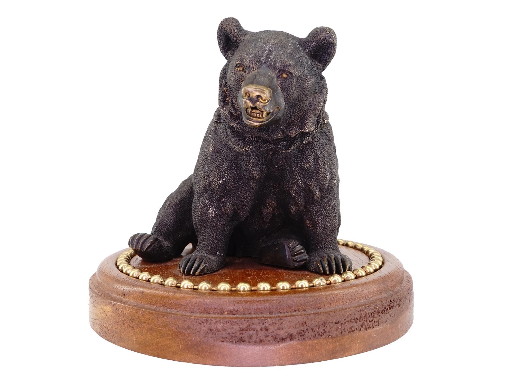 ANTIQUE RUSSIAN BRONZE INKWELL BEAR FIGURINE 19 C PIC-1